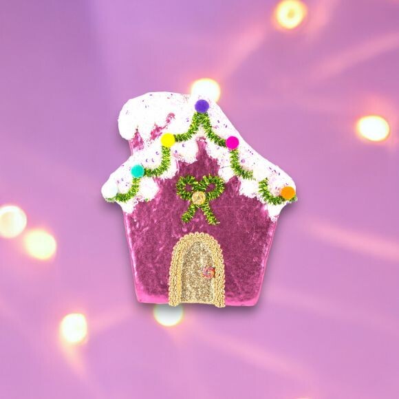 6&quot; Foam Purple Candy House Ornaments Set Of 2 Christmas Decor *SHIPS WITHIN 10 DAYS* NEW 2024