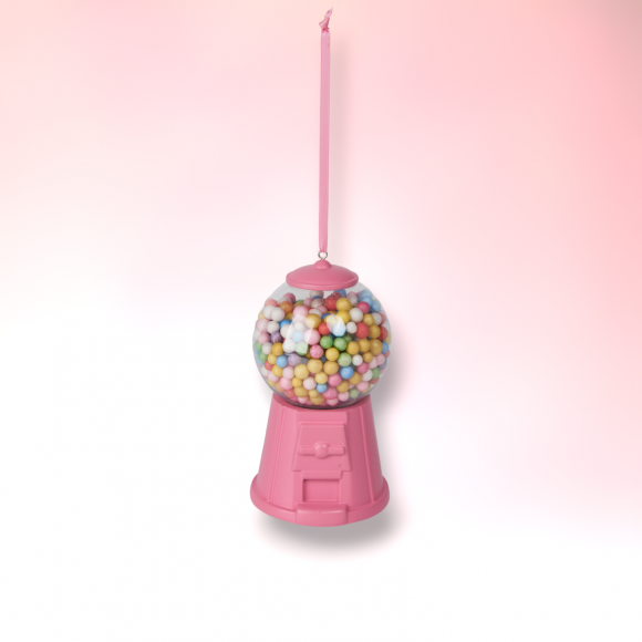 Bright Pink Bubblegum Machine Ornaments Set Of 2 Christmas Decor *SHIPS WITHIN 10 DAYS* NEW 2024