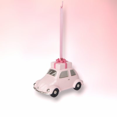 Pink Car Ornaments Set Of 2 Christmas Decor *SHIPS WITHIN 10 DAYS*