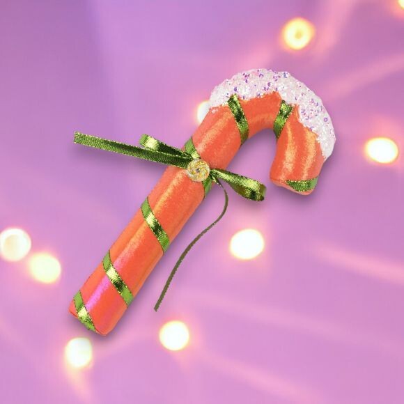 8.5&quot; Foam Orange Candy Cane Ornaments Set Of 2 Christmas Decor *SHIPS WITHIN 10 DAYS* NEW 2024