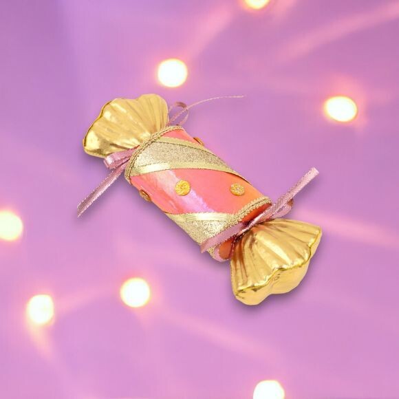 9&quot; Foam Orange/Gold Candy Wrapper Ornaments Set Of 2 Christmas Decor *SHIPS WITHIN 10 DAYS* NEW 2024