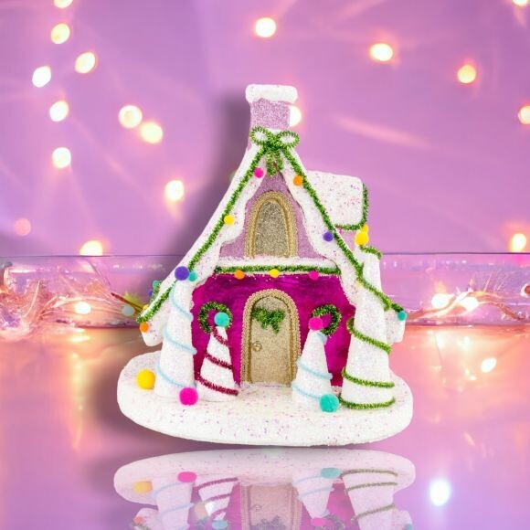 14.5&quot; Foam Citrus Purple House Christmas Decor *SHIPS WITHIN 10 DAYS* NEW 2024