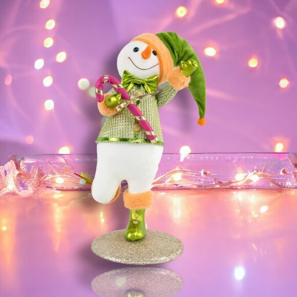 18.5&quot; Foam Snowman with Green Hat Christmas Decor *SHIPS WITHIN 10 DAYS* NEW 2024