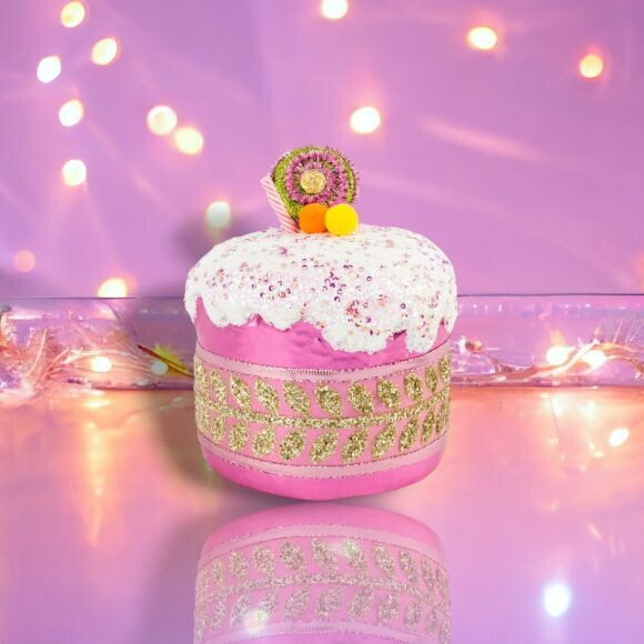 7.5&quot; Foam Pink Citrus Cake Christmas Decor *SHIPS WITHIN 10 DAYS* NEW 2024