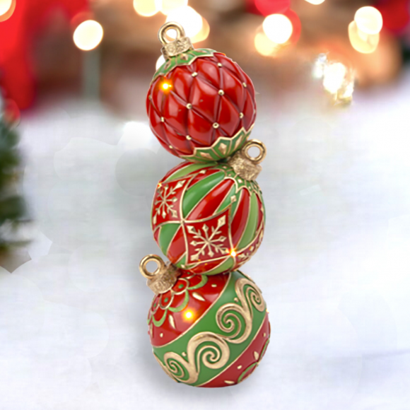 16&quot; Stacked LED Bauble Ornaments Christmas Decor *SHIPS WITHIN 15 DAYS*