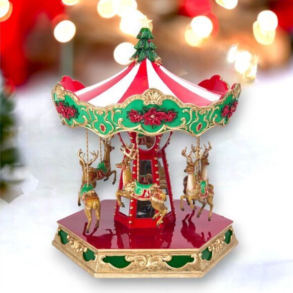 15.75&quot; Reindeer Carousel Christmas Decor *SHIPS WITHIN 10 DAYS* NEW 2024
