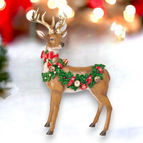 16in Deer with Bauble Garland Christmas Decor *SHIPS WITHIN 10 DAYS* NEW 2024