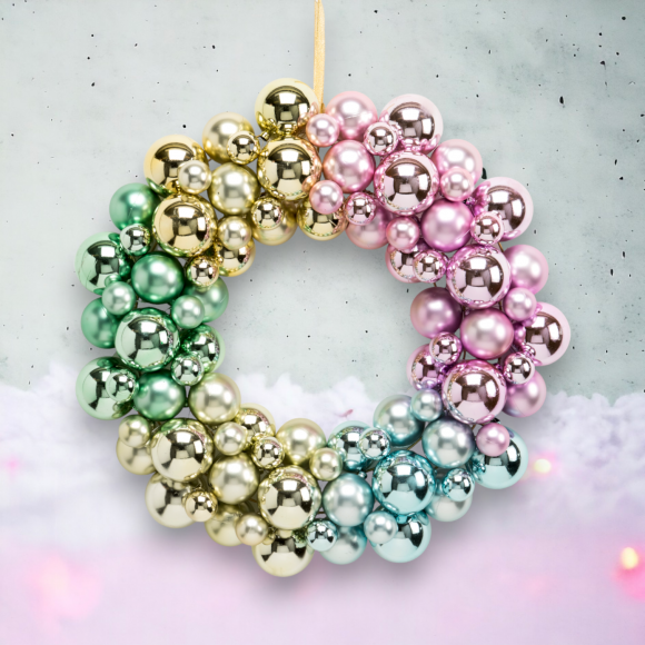 18in Multi Color Ball Wreath Christmas Decor *SHIPS WITHIN 10 DAYS* NEW 2024