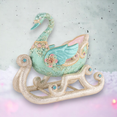 21in Foam Swan Sleigh Christmas Decor *SHIPS 8/2024*