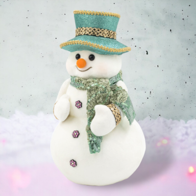 11&quot; Snowman with Green Hat  Christmas Decor *SHIPS WITHIN 10 DAYS* NEW 2024
