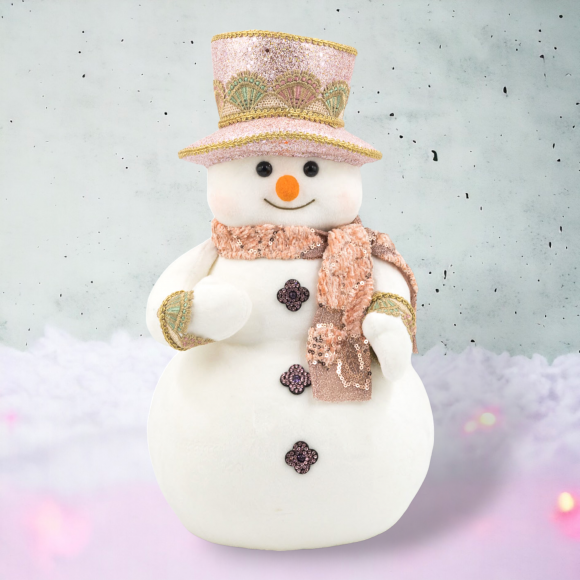 15&quot; Foam Snowman with Peach Hat Christmas Decor *SHIPS WITHIN 10 DAYS* NEW 2024