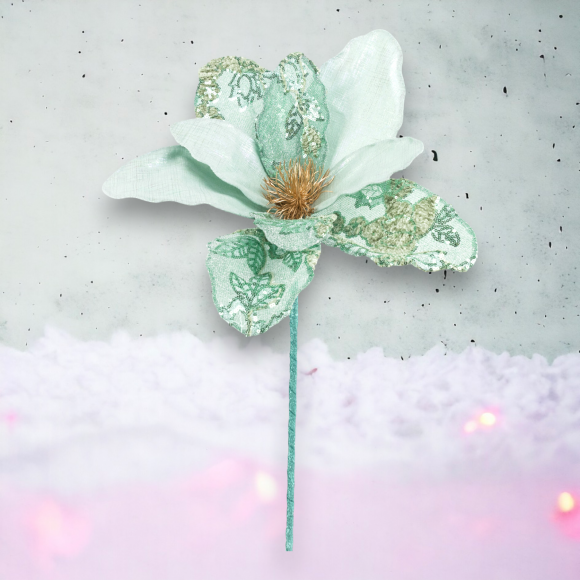 17.5&quot; Teal Flower Pick Christmas Decor *SHIPS WITHIN 10 DAYS*