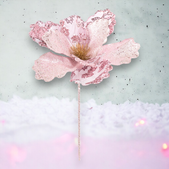 17.5&quot; Pink Flower Pick Christmas Decor *SHIPS WITHIN 10 DAYS*