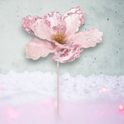 17.5&quot; Pink Flower Pick Christmas Decor *SHIPS WITHIN 10 DAYS*