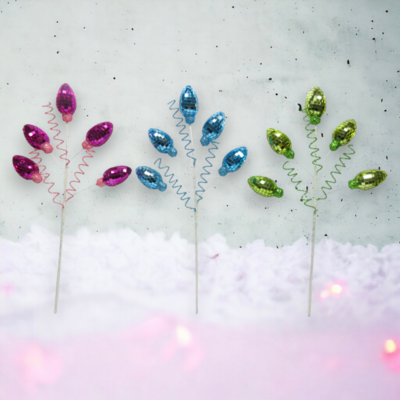 Set Of 3 Disco Light Bulb Picks Christmas Decor *SHIPS WITHIN 10 DAYS*