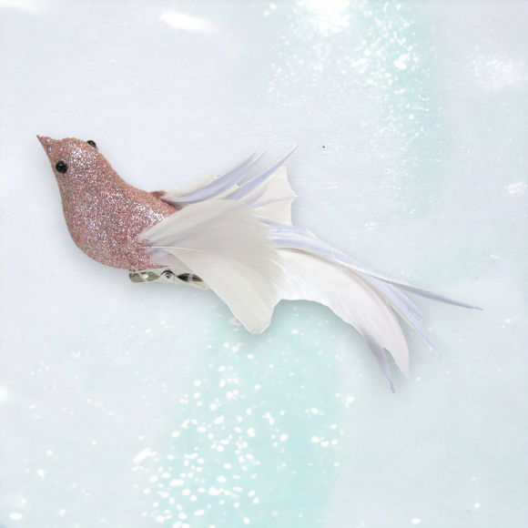 PRE-ORDER Pink Glitter Bird Clip Christmas Decor *SHIPS 8/2024*