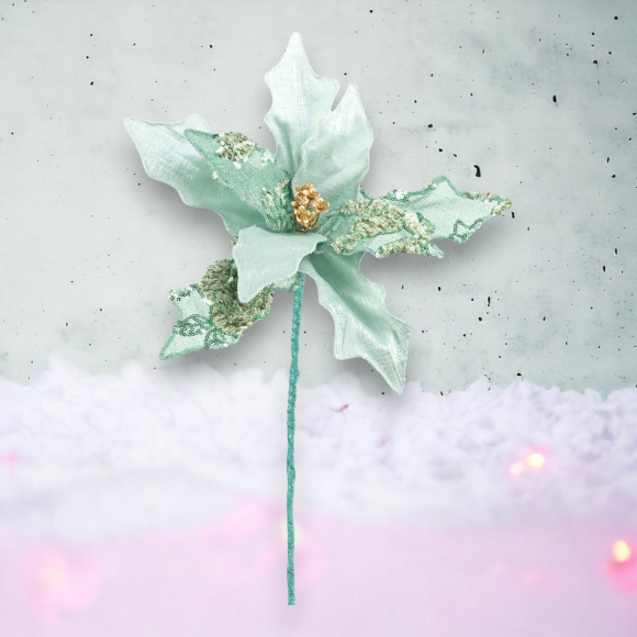 17.5&quot; Teal Flower Pick Christmas Decor *SHIPS WITHIN 10 DAYS*