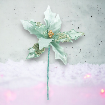 17.5&quot; Teal Flower Pick Christmas Decor *SHIPS WITHIN 10 DAYS*