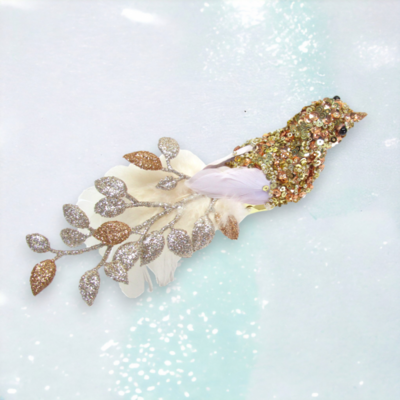 Gold Glitter Bird Clip Christmas Decor *SHIPS WITHIN 10 DAYS* NEW 2024