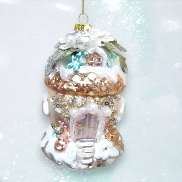 Fantasy Mushroom House Ornaments Set Of 2 Christmas Decor *SHIPS WITHIN 10 DAYS* NEW 2024