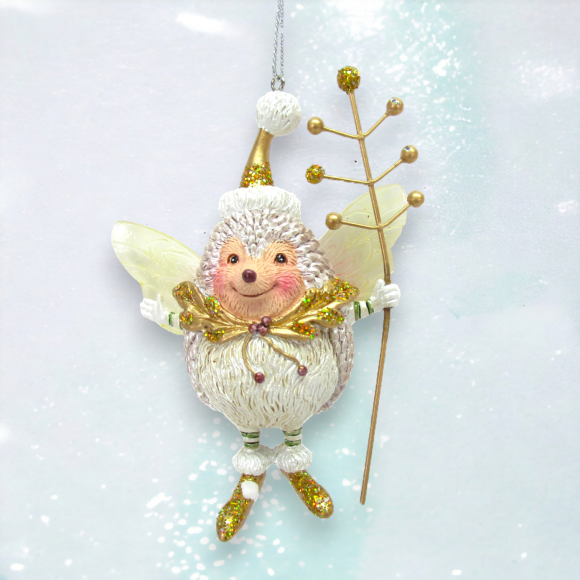 Fairy Hedgehog Ornaments Set Of 2 Christmas Decor *SHIPS WITHIN 10 DAYS* NEW 2024