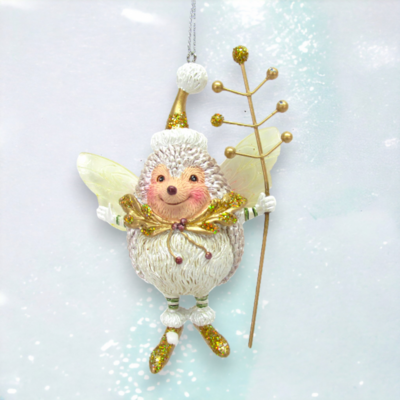 Fairy Hedgehog Ornaments Set Of 2 Christmas Decor *SHIPS WITHIN 10 DAYS* NEW 2024