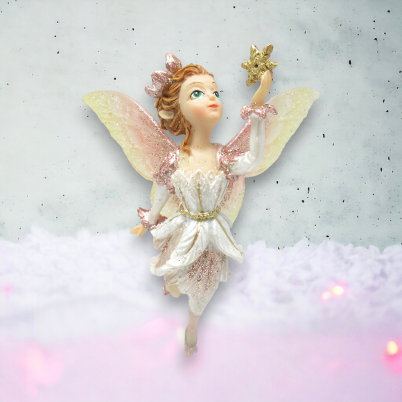 Fairy Holding Star Ornaments Set Of 2 Christmas Decor *SHIPS WITHIN 10 DAYS* NEW 2024