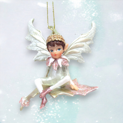 Fairy on Leaf Ornament Christmas Decor NEW 2024