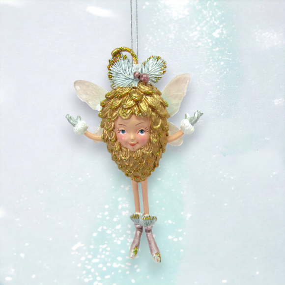 Fairy in Pinecone Ornaments Set Of 2 Christmas Decor *SHIPS WITHIN 10 DAYS* NEW 2024