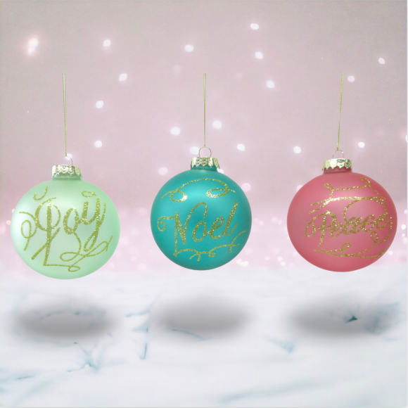 Set of 3 Word Ornaments Christmas Decor *SHIPS WITHIN 10 DAYS* NEW 2024