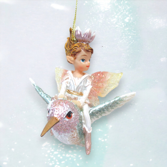 Fairy on Hummingbird Ornament Christmas Decor NEW 2024