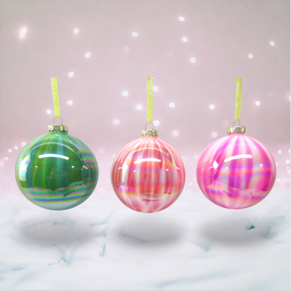 Set of 6 IRRD Iridescent Ornaments Christmas Decor *SHIPS WITHIN 10 DAYS* NEW 2024