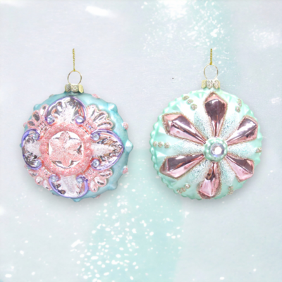 Set of 2 Fantasy Glass Ornaments Christmas Decor NEW 2024