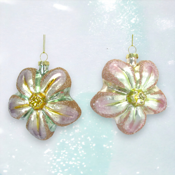 Flower Shape Ornaments Set Of 4 Christmas Decor *SHIPS WITHIN 10 DAYS* NEW 2024