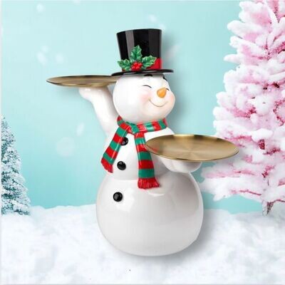 24&quot; Vintage Retro Snowman with Serving Trays Christmas Decor *SHIPS WITHIN 10 DAYS* NEW 2024