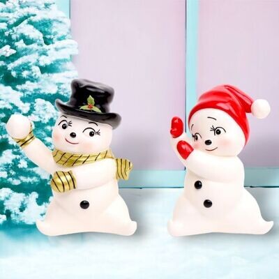 9&quot; Set of 2 Vintage Retro Snow Kids Playing Christmas Decor *SHIPS WITHIN 10 DAYS* NEW 2024