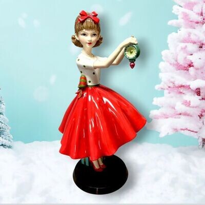 16.5&quot; Vintage Retro Girl with Ornament Christmas Decor *SHIPS WITHIN 10 DAYS* NEW 2024