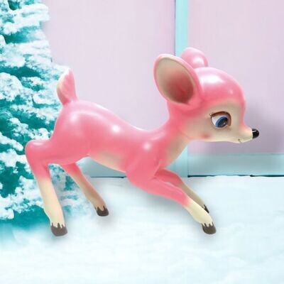 14&quot; Vintage Retro Pink Playful Deer Christmas Decor *SHIPS WITHIN 15 DAYS* NEW 2024