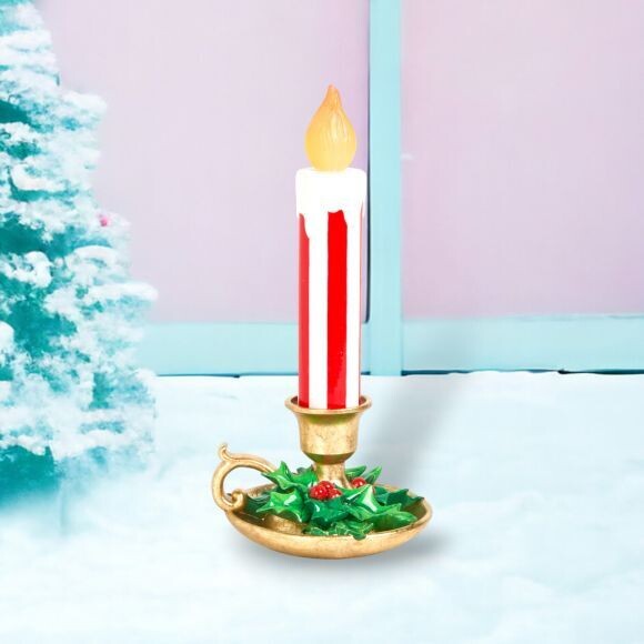15&quot; Red Stripe LED Candlestick Christmas Decor *SHIPS WITHIN 10 DAYS* NEW 2024