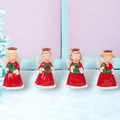 Set of 4 Vintage Retro Angel Choir Candle Holders Christmas Decor *SHIPS WITHIN 10 DAYS* NEW 2024