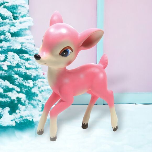 12&quot; Vintage Retro Pink Standing Deer Christmas Decor *SHIPS WITHIN 15 DAYS* NEW 2024