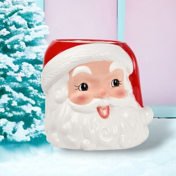 9&quot; Jolly Santa Head Pot Christmas Decor *SHIPS WITHIN 15 DAYS*