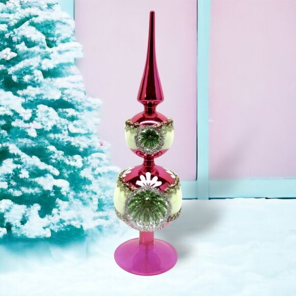 Pink Vintage RetroTree Topper Christmas Decor *SHIPS WITHIN 10 DAYS* NEW 2024