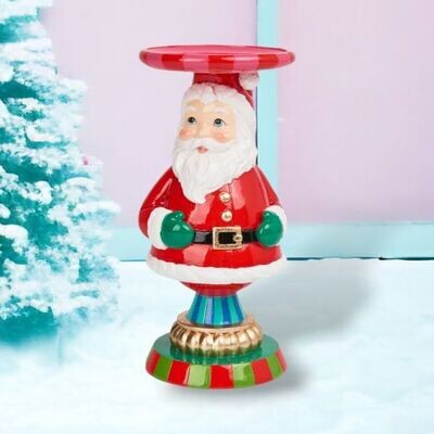 9in Vintage Retro Santa Candle Holder Christmas Decor *SHIPS WITHIN 10 DAYS* NEW 2024