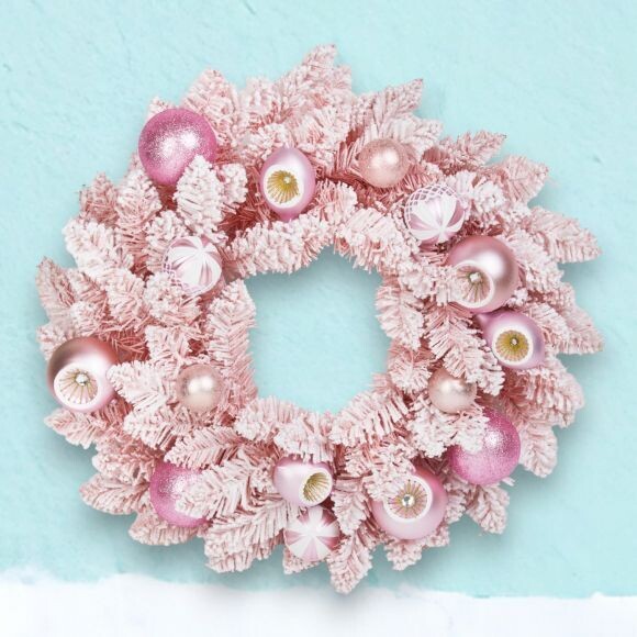 23&quot; Pink Wreath with Pink Ornaments Christmas Decor *SHIPS WITHIN 10 DAYS* NEW 2024