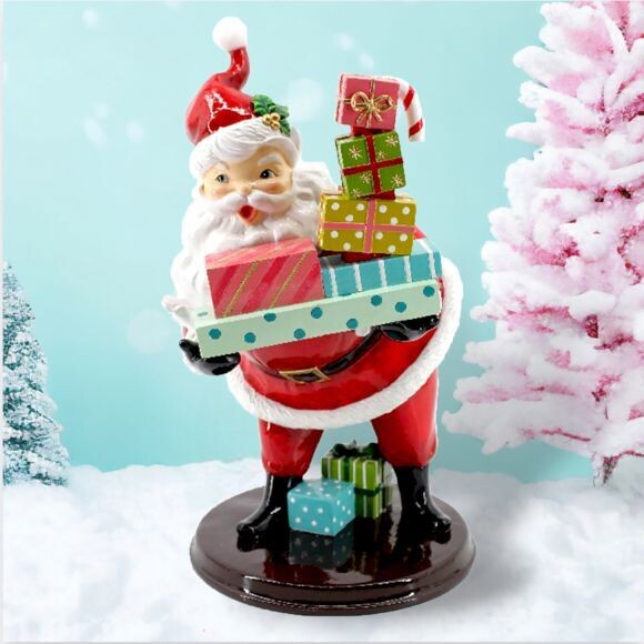 14&quot; Vintage Retro Santa with Gifts Christmas Decor 