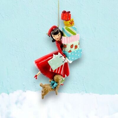 Vintage Retro Shopping Girl Ornament Christmas Decor *SHIPS WITHIN 10 DAYS* NEW 2024