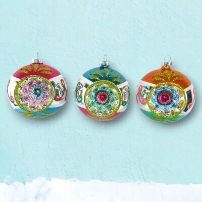 Set of 6 Vintage Retro Ball Ornaments Christmas Decor *SHIPS WITHIN 10 DAYS* NEW 2024