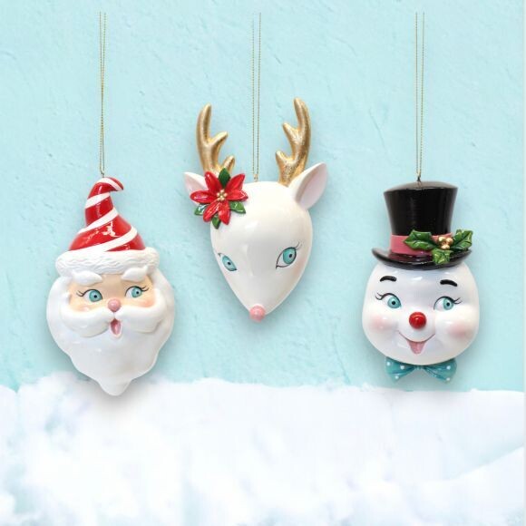 Set of 3 Vintage Retro Character Ornaments Christmas Decor *SHIPS WITHIN 10 DAYS* NEW 2024