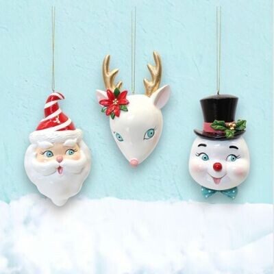 Set of 3 Vintage Retro Character Ornaments Christmas Decor *SHIPS WITHIN 10 DAYS* NEW 2024